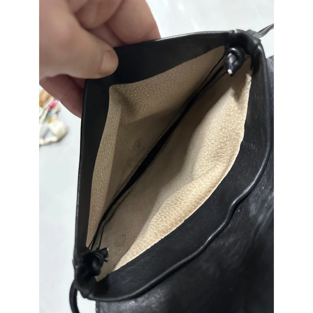 Vintage Black Patchwork Exotic Embossed‎ Leather Crossbody Bag Small Purse